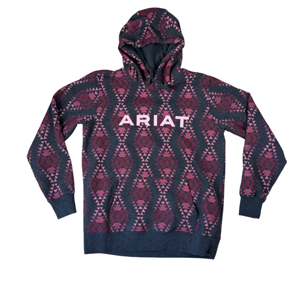 Ariat REAL Diamondback Printed Sweatshirt Womens Small Gray Pink Hoodie 10039842